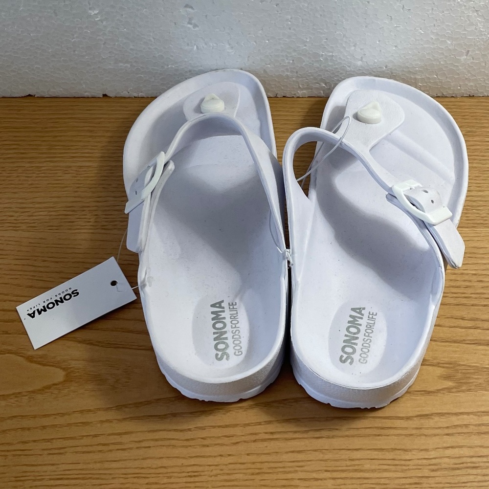 Sonoma Goods For Life Sandal Braylee Women's Sz Med 7/8 Thong Slip On White NWT - Picture 3 of 10